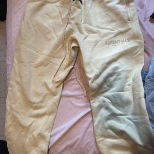 Essentials Yellow Sweatpants Relaxed Fit Cotton